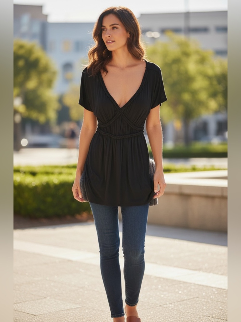 Soma Rayon Soft Jersey Dress Built In Bra Comfort Stretch Med Black Intimates